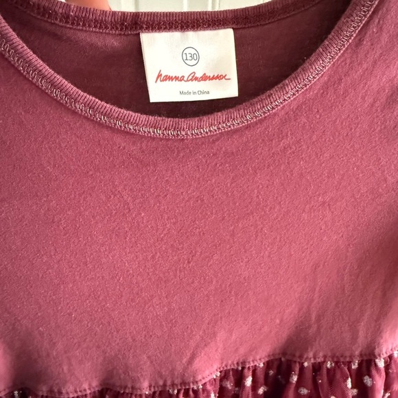 Hanna Andersson Girls Burgundy Polka Dot tulle Dress size 130 (8) - Picture 4 of 5